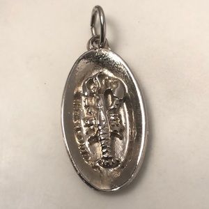 Lobster platter sterling silver vintage pendant bracelet charm